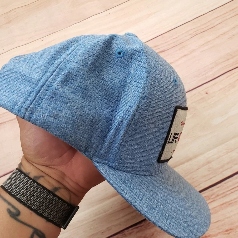 TravisMathew‎ Hat Cap Mens Life On Tour Snapback Hat Blue Heather Flexfit Golf